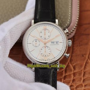 V2 Upgrade version ZF 391022 White Dial Cal 79320 A7750 Chronograph Automatic 391025 Mens Watch Steel Case Leather Stopwatch Sport265M