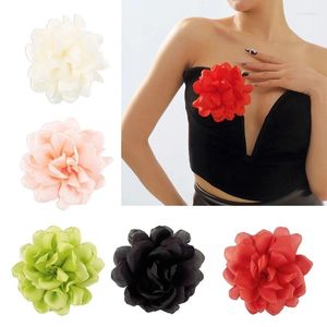 Broches Accesorio Para El Cabello De Flor De Satén Con Doble Pasador Y Respaldo De Clip Para Sombreros Bolsos Ropa