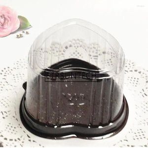 Gift Wrap 300pcs Heart Shaped Blister Cake Box Mousse Packaging Plastic With Lid Eco Friendly Transparent Food Container