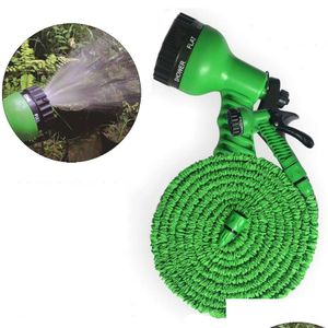 Watering Equipments 100Ft Lengthen Retractable Water Hose Set Plastic 2 Colors Garden Car Washing Expand With Mti-Function Gun Dh075 Dhl8K