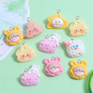 Charms 10 Stuks Cartoon Kaas Hars Kawaii Sleutelhanger Accessoires Meisje Oorbellen Ketting Hangers DIY Sieraden Maken Bevindingen