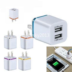 5V 2.1A EU US AC Home Travel Wall Charger Power Adapter Plugs för iPhone 12 13 14 15 Samsung S23 S10 Obs 10 HTC Android -telefon B1