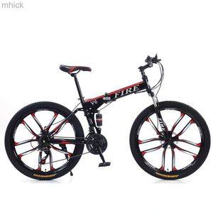 Pedali bici 26 pollici Assorbimento urti bicicletta Mountain bike Telaio coda morbida Bicicletta portatile Pieghevole Forcella molla olio a velocità variabile Bicicletta M230410