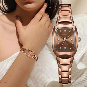 Wristwatches Fashion Luxury Stainless Steel Wrist Watch Rhinestone Ellipse Creative Ladies Dress Quartz Women Bracelet