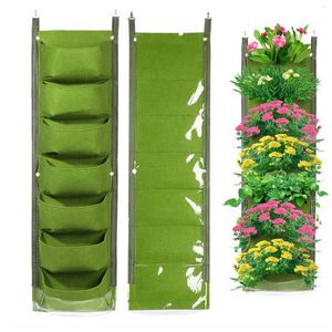 Plantadores design vertical pendurado jardim plantador vasos de flores layout à prova dwaterproof água montagem na parede saco de vaso interior uso ao ar livre