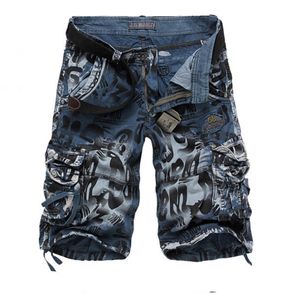 Mäns shorts Basic Military Cargo Kne Length Pants Daily Camo / Camouflage Mid midja Blue Army Green Dark Grey 230410