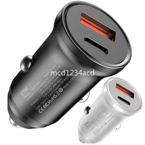 MINI 25W 12W Dual Ports PD USB C Car Chargers Snabb Charging Charger Type C USB-C Power Adapter för iPhone 12 13 14 15 Pro Max Samsung Tablet PC Android M1