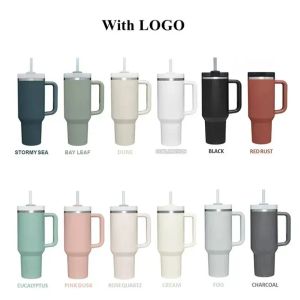 With Logo Quencher H2.0 40oz Stainless Steel Tumblers Cups with Silicone handle Lid And Straw 2nd Generation Car mugs Keep Drinking Cold Water Bottles 1110