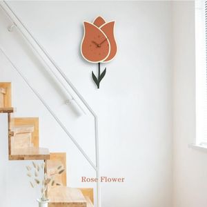 Wanduhren Nordic Light Luxury Tulip Digital Modern Simple Living Room Led Clock Haushalt Kreativität Decorativ