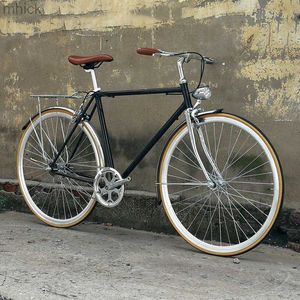 Fahrrad-Pedale Weinlese-Fahrrad-erwachsene billige Fahrräder mit freiem Verschiffen 18 Rennrad-Rahmen aus kohlenstoffhaltigem Stahl 700C-Aluminiumlegierungsrad Retro M230410