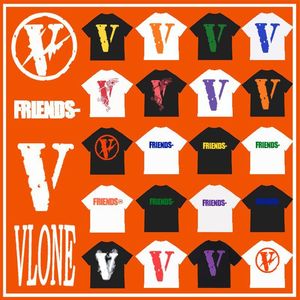 Vlone Mens Womens T-shirt borstade bomullspar Casual Tees Clothing Fashion Trend High Street Loose Hip-Hop100% Cotton Printed Round Neck S-3XL