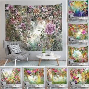 Tapestries Flowers Bridge Tapestry Wall Hanging For Wedding Decor Colorful Landscape Carpet Festive Beauty