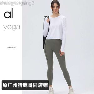Desginer Aloo Yoga Tops Originsuit Top Women's Autumn and Winter Roose Fitting LED SLEEVEVEVEVED Tシャツジムスポーツクイック乾燥カバーアップ