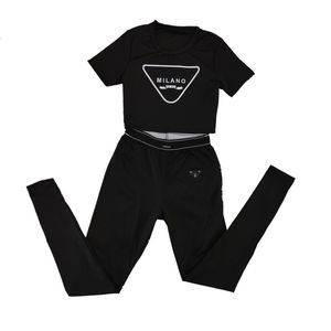 Women Two Piece Pants Tracksuits Designer two Piece Set letter print sexy Short Sleeve T-shirt Pants Casual Sports Suit round Neck Outfits Solid Jogging Suit