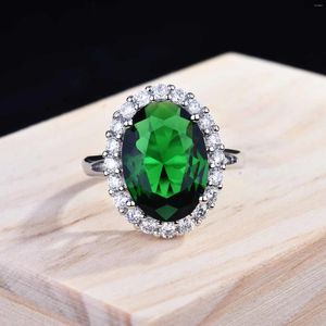 Pierścienie klastra Fydjew luksusowy owalny szmaragd zielony turmaline moda mody srebrna kolorowa oblubienica ślubna pierścionek zaręczynowy dla kobiet