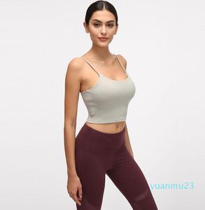 L-83A Einfarbig Frauen Yoga BH Slim Fit Sport-BHs Fitness Weste Sexy Unterwäsche 22 Abnehmbare Brustpolster Atmungsaktive Weiche Schweißableitende Damen Tanktops für das Training