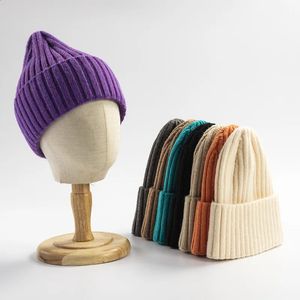 Beanie / Skull Caps Unisex Inverno Macio Quente Algodão Cashmere Malha Beanie Chapéu Cabo de Alta Qualidade Malha Gorros Simples 231109