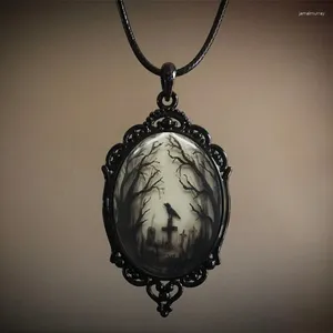 Pingente colares gótico 3d corvo floresta charme colar misterioso bruxa jóias presente acessórios corda corrente arte choke