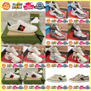 Rhyton Tasarımcı Ayakkabı Tenis 1977 Platform Top Bee Spor Sneaker Tuval Ekose Desen Klasik Süet Deri Spor Erkekler Kadın Spor ayakkabılar BAŞKA BAŞLAYACAKLAR 35-45
