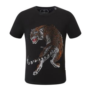 Moda Phillip Plain Homens Designer PP Crânio Diamante Camiseta Manga Curta Dólar Brown Bear Marca Tee O-pescoço de Alta Qualidade Crânios T-Shirt Tops PP188