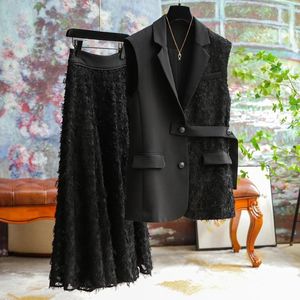 Work Dresses Light Luxury Jacquard Tassel Fashion Suit Women 2023 Fall Personality Design Top Skirt Formal Occasion