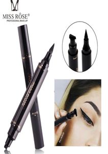 2017 New Miss Rose Eyes Liner Liquid Make Up Pencil مقاومة للماء أسود مزدوج مكياج طوابع كحل قلم رصاص 6607512