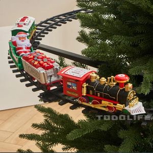 Christmas Decorations Creative Chirstmas Tree Hanging Pendents Assembled Mini Train Toys Electric Railway Car Funny Props Kid Xmas Gifts 231109