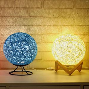 Tischlampen Rattan Kugellampe Nachtlicht USB Projektion Romantische Atmosphäre Bunt Kreativ Schreibtisch Weihnachtsdekoration Kinder Geschenk