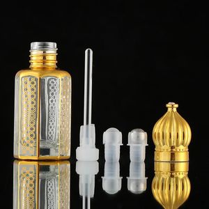 Perfume Bottle 3ml 6ml 12ml Perfume Bottles Crystal Bottle Gold Luxury Refillable Essential Oils Bottles Bronzing Liquid Bottle Containers 231109