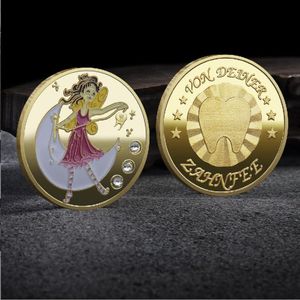 Arts and Crafts Crescent Moon Children's Gold Plated Diamond commemorative coin