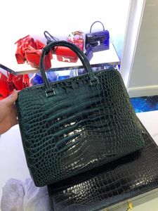 Pastas de pasta de pastilhas de alto crocodilo de crocodilo genuíno para homens de bolsa de negócios laptop de couro com forro de vaca