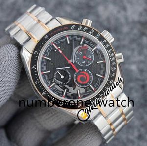 Relógio masculino 44mm Apollo Commemorative Edition Relógios Dark Side Moon 311.92.44.30.01.001 Quartz Chronograph Mens Watch PVD pulseira de couro de aço preto