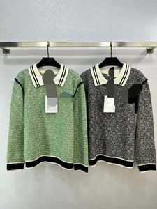 1103 2023, осенний брендовый свитер в том же стиле, пуловер с длинными рукавами и лацканами, серый, зеленый, женская одежда, женская одежда высокого качества weilanQ324