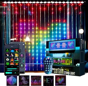 Рождественские украшения RGB Smart Window Curtain String Lights Dream Color Change Fairy Garland App Remote LED Light для свадебного декора 231109