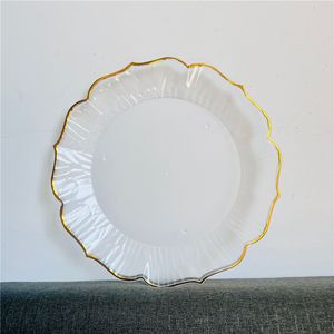 decoration Disposable Dinner Plate Net Red Wind Transparent Plastic Fruit Plate Snack Tray For Wedding Decoration Charger Plate 781