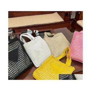 NNBショッピングバッグファッションMticolor Women Shop Summer Sand Beach Holiday Designer Hollow Out Out Braiding Bag Triangle Letter Design Pure Col Dhduj