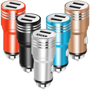 Dual USB Ports Aluminum Alloy Car Charger Power Adapter For Iphone 11 12 13 14 15 Samsung Galaxy S20 S22 S23 htc F1