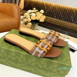 Bamboo Buckle Straps Slippers Sandals Embroidered Trim Summer Men's Flats Slip On Beach Slides Walking Shoes EU35-43