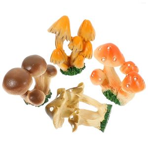 Garden Decorations 4 Pcs Mini Artificial Potted Plants Outdoor Resin Fake Mushroom Home