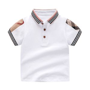 Baby Boys Girls Summer Plaid T-shirts Children Short Sleeve Cotton Tops Kids Turn-Down Collar Polo Shirts Casual Clothing BH110