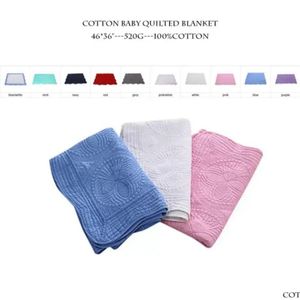 Blankets Baby Blanket 100% Cotton Embroidered Kids Quilt Monogrammable Air Conditioning Infant Shower Gift 10 Designs Wholesale Drop Otq1B