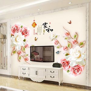 Wall Stickers Traditional Chinese Style Flower Home Decoration Wall Art Decal Vinyl Detachable Sticker for Living Room TV Rear Panel Decoration 230410