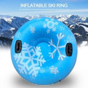 Sledding Adult Eco-friendly PVC Inflatable Ski Ring Snowflake Print Snow Tube Circle Sled Outdoor Sports Accessories 231109
