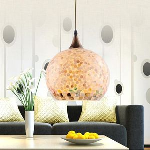 Pendant Lamps Mediterranean Sea Warm Charming Shell Glass Lights Handmade E27 LED Single Lamp For Parlor&stairs&porch&cafe YD001