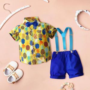 Kleidungssets Baby Jungen Kleidung Set Kinder Kurzarm Ananas Hemd Overalls Zweiteilige Kinder Sommer Jungen Gab