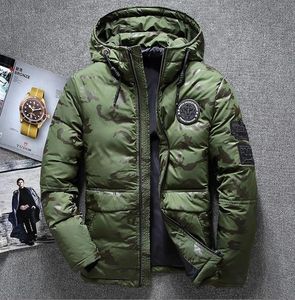 Camuflagem do exército gola Patchwork punk menino quente inverno homem para baixo casaco famoso dos homens para baixo Parkas ao ar livre plus size windbreak Casacos Casacos