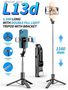 Monopiedi selfie Nuovo telefono cellulare L13D Staffa selfie stick Treppiede fotografico portatile Staffa Bluetooth live a doppia luce integrata Q231110