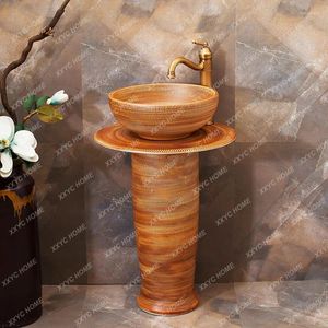 Bathroom Sink Faucets Column Art Washbasin Floor-Standing Wash Basin Simple Balcony Ceramic Inter-Platform