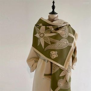 Halsdukar vintage etnisk faux kashmir halsduk sjal för kvinnliga dubbla användningsomslag höst och vinter mångsidig förtjockad mode varm