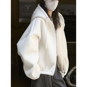 Sonbahar Yeni Hava Hissedilmiş Hooded Drawstring Sweater Tasarım Sense Korean Edition Sportif Stil Gevşek ve Kalınlaştırılmış Günlük Ceket Kadınlar